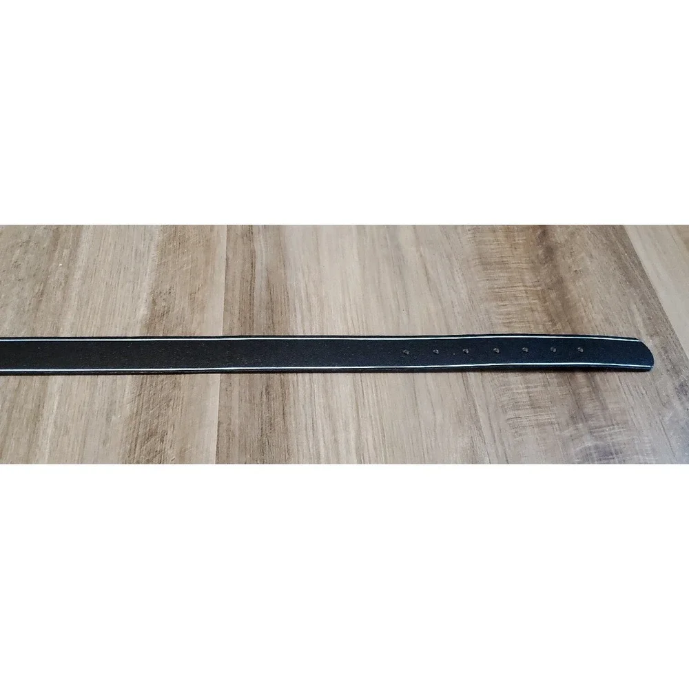 Lucien Piccard Genuine‎ Leather Belt Size 38 40 Black White Stripe Argentina